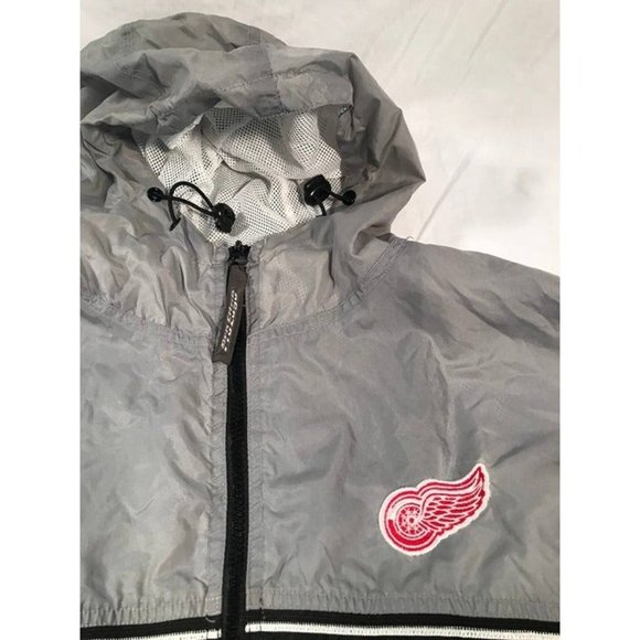 Pro Edge Detriot Red Wings Windbreaker Jacket Mens Medium Gray Lightweight Coat - Picture 3 of 7